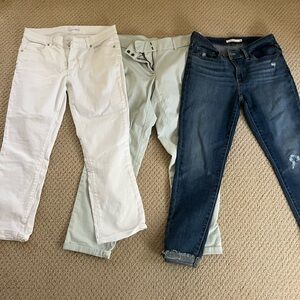 LOFT Women's Straight Leg Jeans - White, mint green. Levi’s 711 skinny